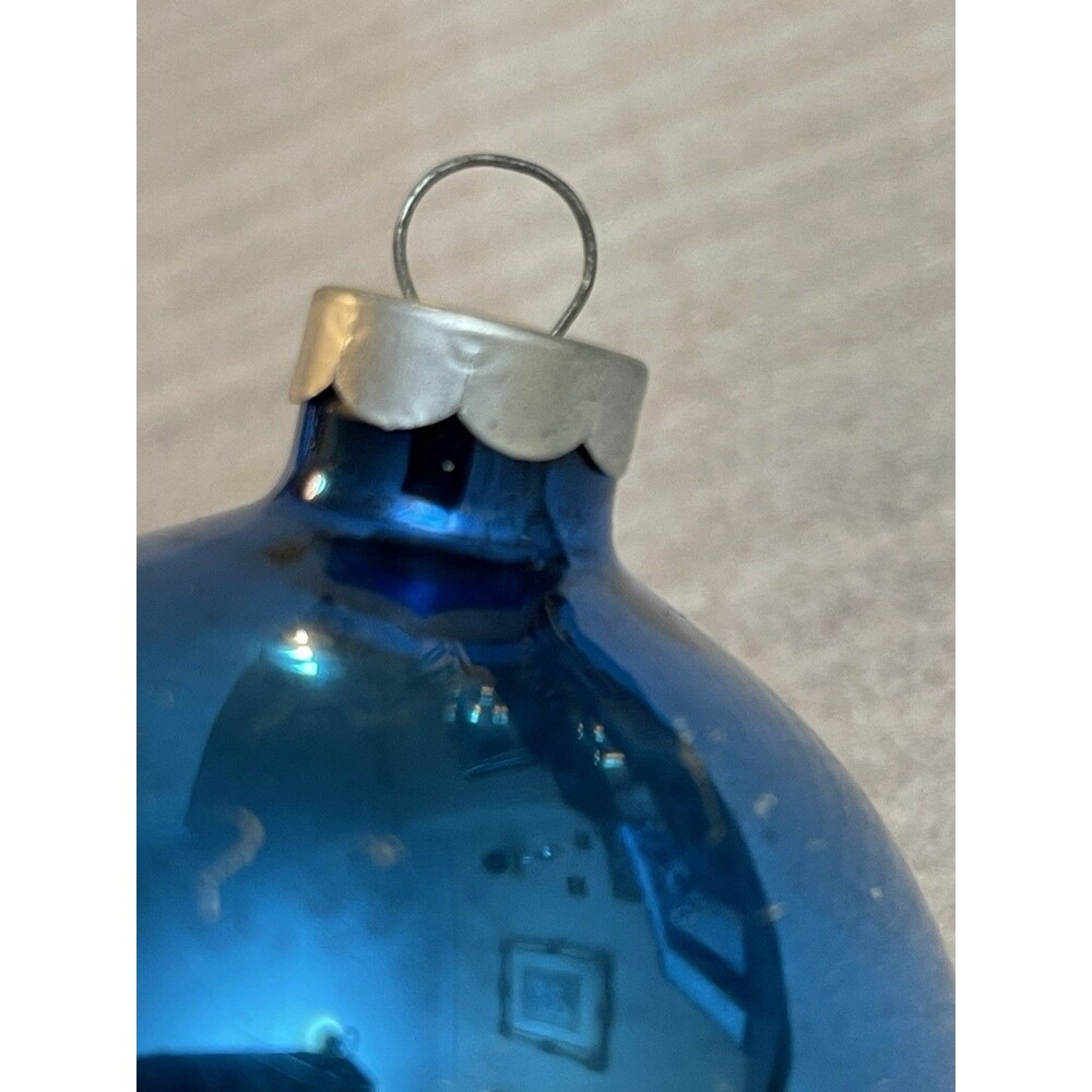 VTG Mid-Century Mercury Glass Christmas Ornaments Blue 2.5" Lot of 6 USA Made - Picture 11 of 11